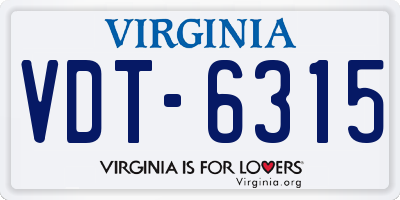VA license plate VDT6315