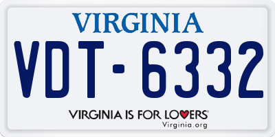 VA license plate VDT6332