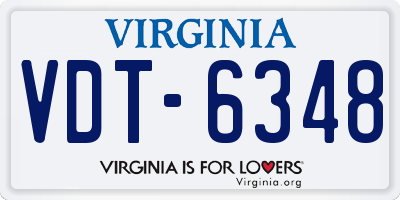 VA license plate VDT6348