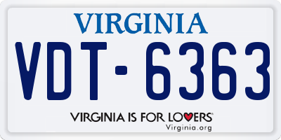 VA license plate VDT6363