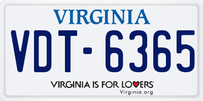VA license plate VDT6365