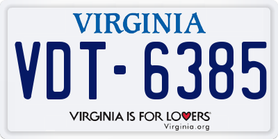 VA license plate VDT6385