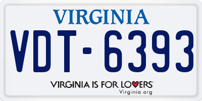 VA license plate VDT6393