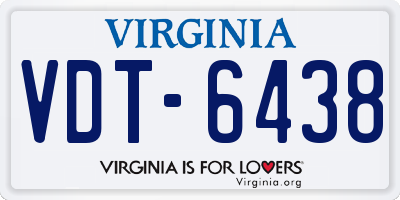 VA license plate VDT6438