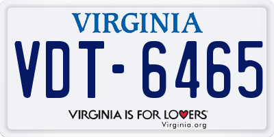 VA license plate VDT6465