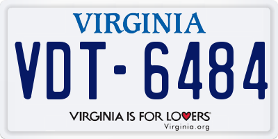 VA license plate VDT6484