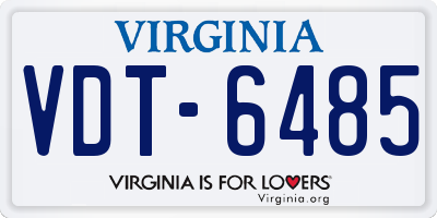 VA license plate VDT6485