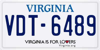 VA license plate VDT6489