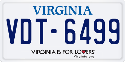 VA license plate VDT6499