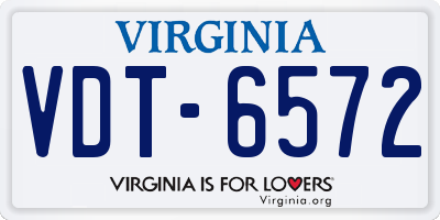 VA license plate VDT6572