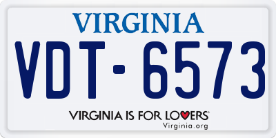 VA license plate VDT6573