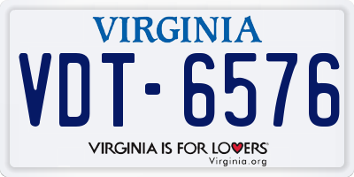 VA license plate VDT6576