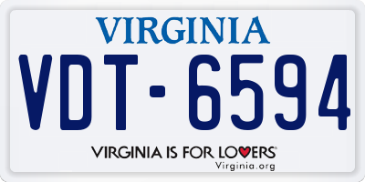 VA license plate VDT6594