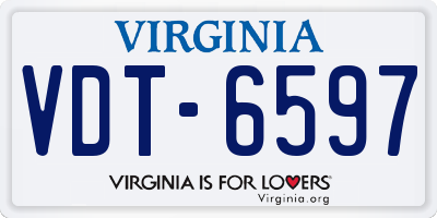 VA license plate VDT6597