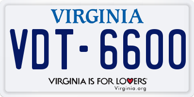 VA license plate VDT6600