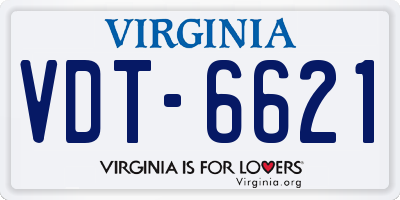 VA license plate VDT6621