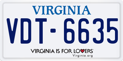 VA license plate VDT6635