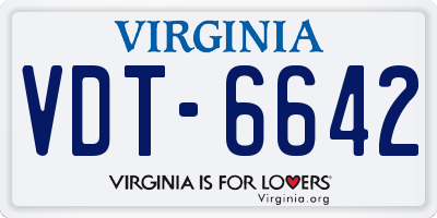 VA license plate VDT6642