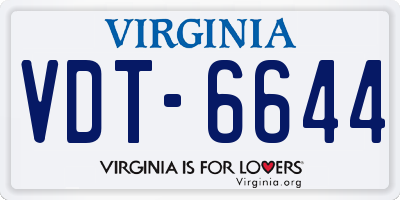 VA license plate VDT6644