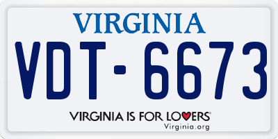 VA license plate VDT6673