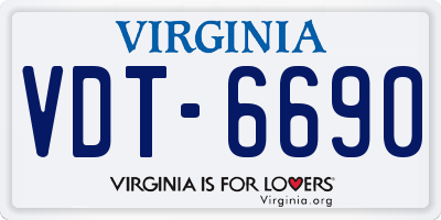 VA license plate VDT6690