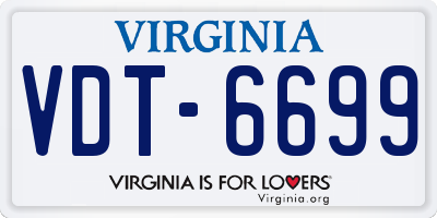 VA license plate VDT6699