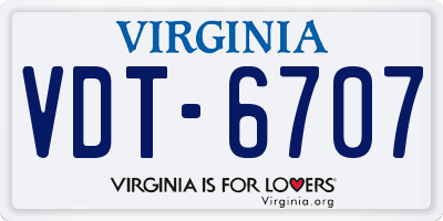 VA license plate VDT6707