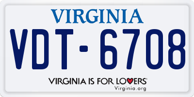 VA license plate VDT6708