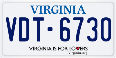 VA license plate VDT6730