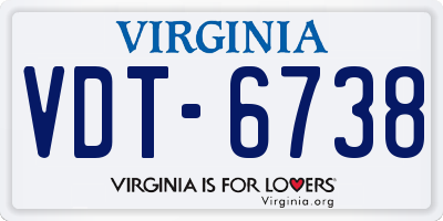 VA license plate VDT6738