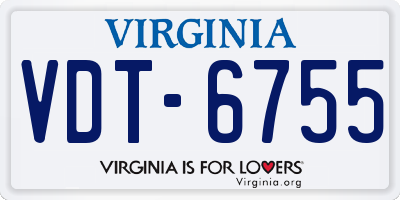 VA license plate VDT6755