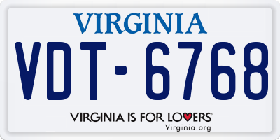 VA license plate VDT6768
