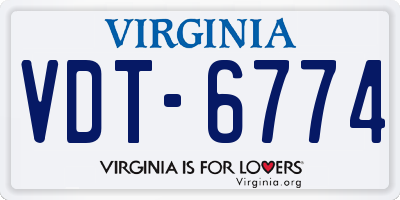 VA license plate VDT6774