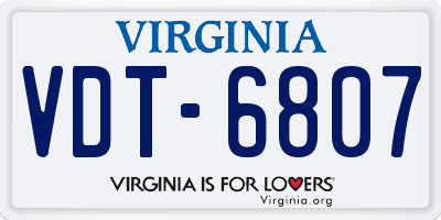 VA license plate VDT6807