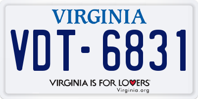VA license plate VDT6831