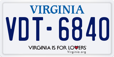 VA license plate VDT6840