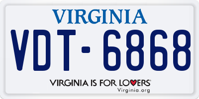 VA license plate VDT6868