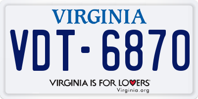 VA license plate VDT6870