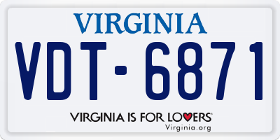 VA license plate VDT6871