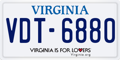 VA license plate VDT6880