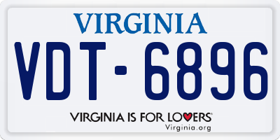 VA license plate VDT6896