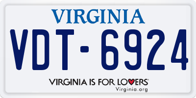 VA license plate VDT6924