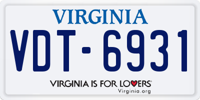 VA license plate VDT6931