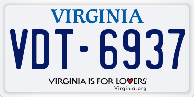 VA license plate VDT6937