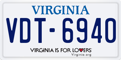 VA license plate VDT6940