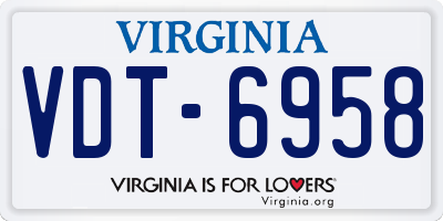 VA license plate VDT6958