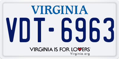 VA license plate VDT6963