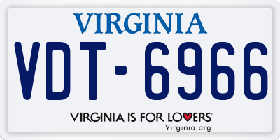 VA license plate VDT6966