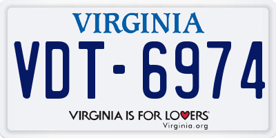 VA license plate VDT6974