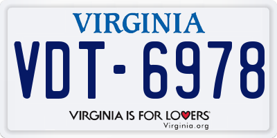 VA license plate VDT6978